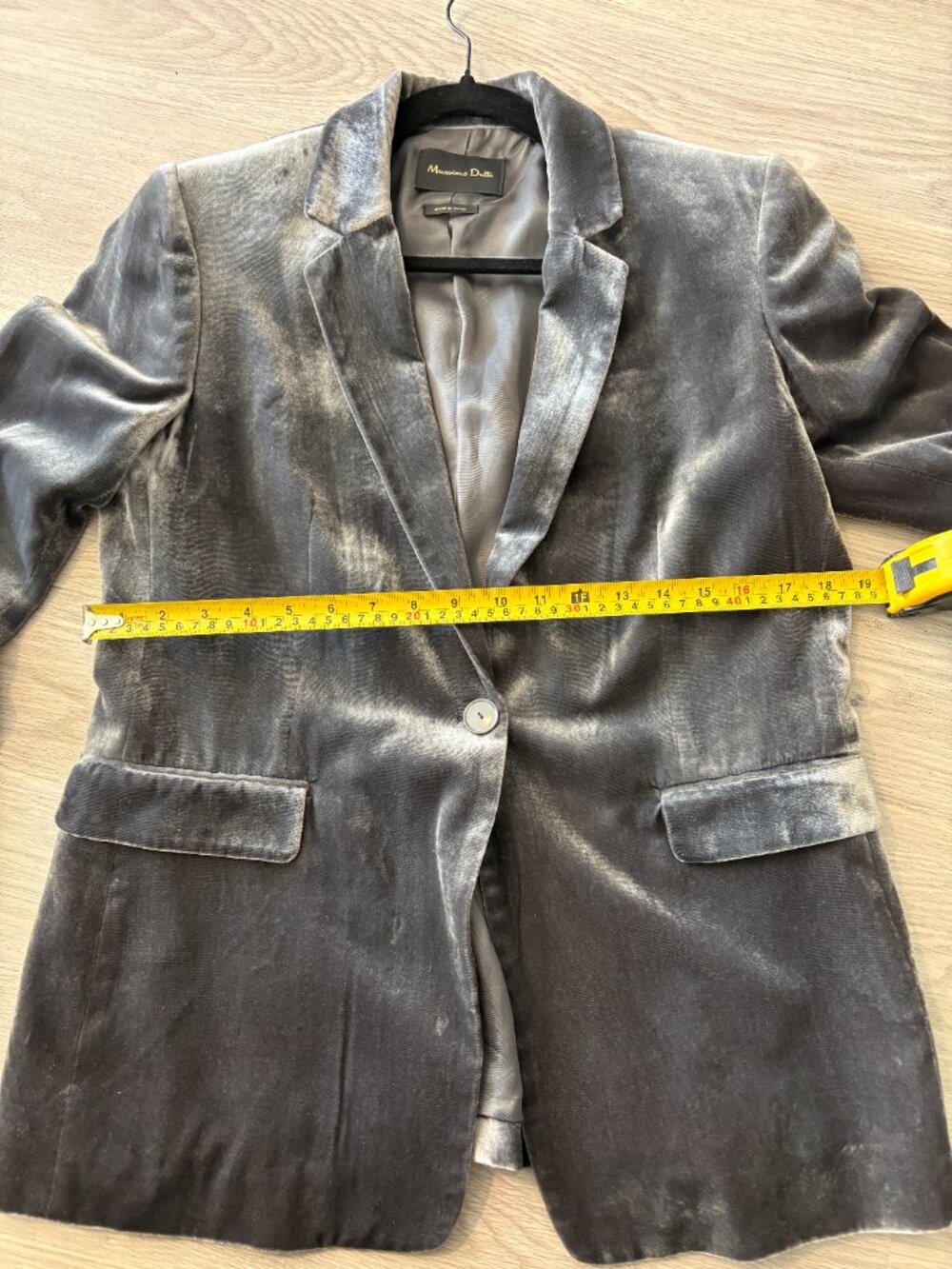 Massimo Dutti Gray Velvet Single-Breasted Blazer - Size 10 - Picture 2 of 9